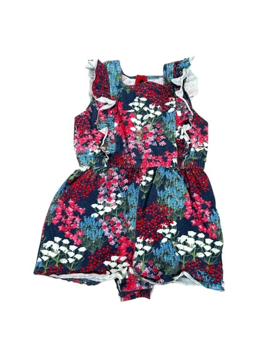 Burt's Bees Baby Navy Floral Romper with Pink & White Accents